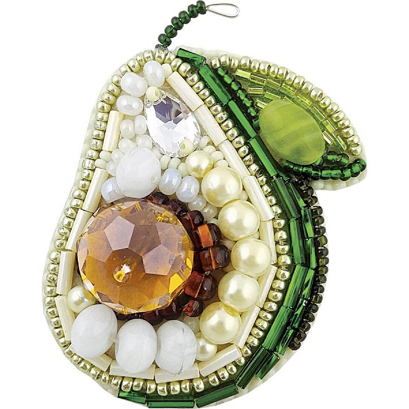 Charivna Mit Beadwork kit for creating brooch Crystal Art "Avocado" Image