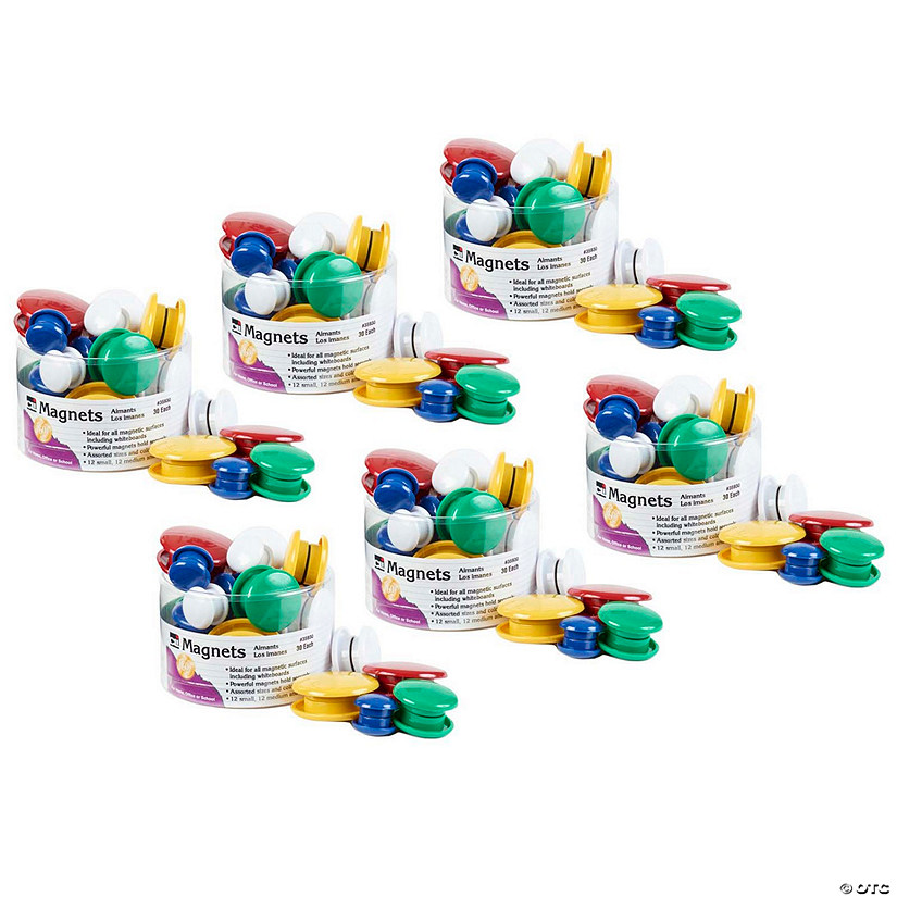 Charles Leonard Assorted Round Magnets, 30 Per Pack, 6 Packs Image