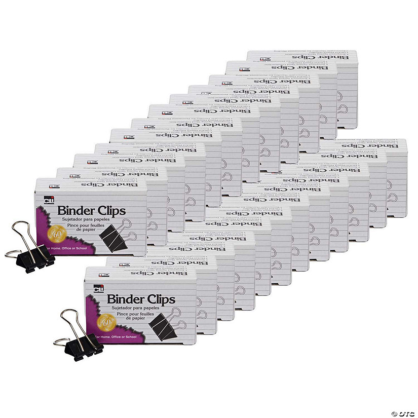 Charles Leonard Binder Clips, Medium, 5/8" Capacity, 12 Per Box, 24 Boxes Image