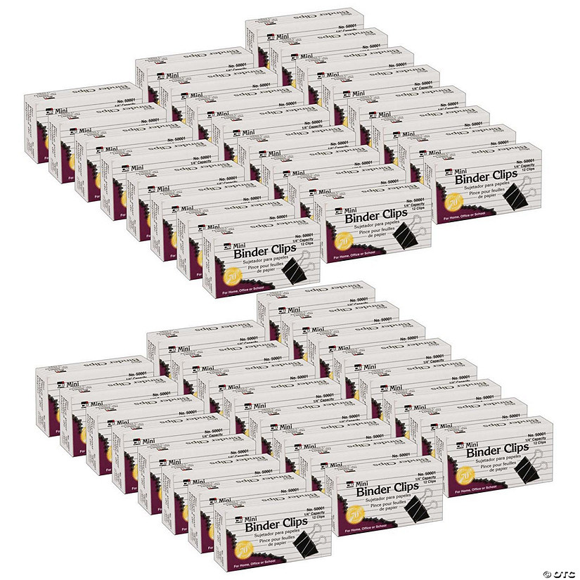 Charles Leonard Binder Clips, Mini, 1/4" Capacity, 12 Per Box, 48 Boxes Image