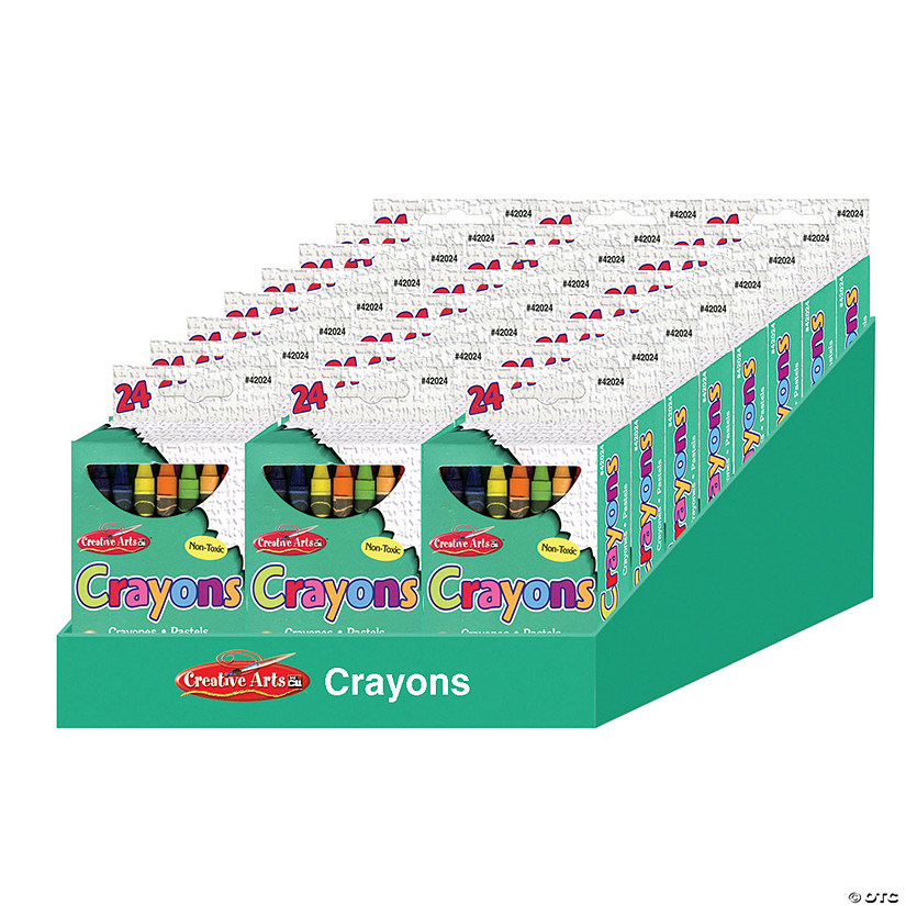 Charles Leonard Creative Arts Crayons - Assorted Colors - 24/Bx, 24 boxes with a Shelf Tray Image