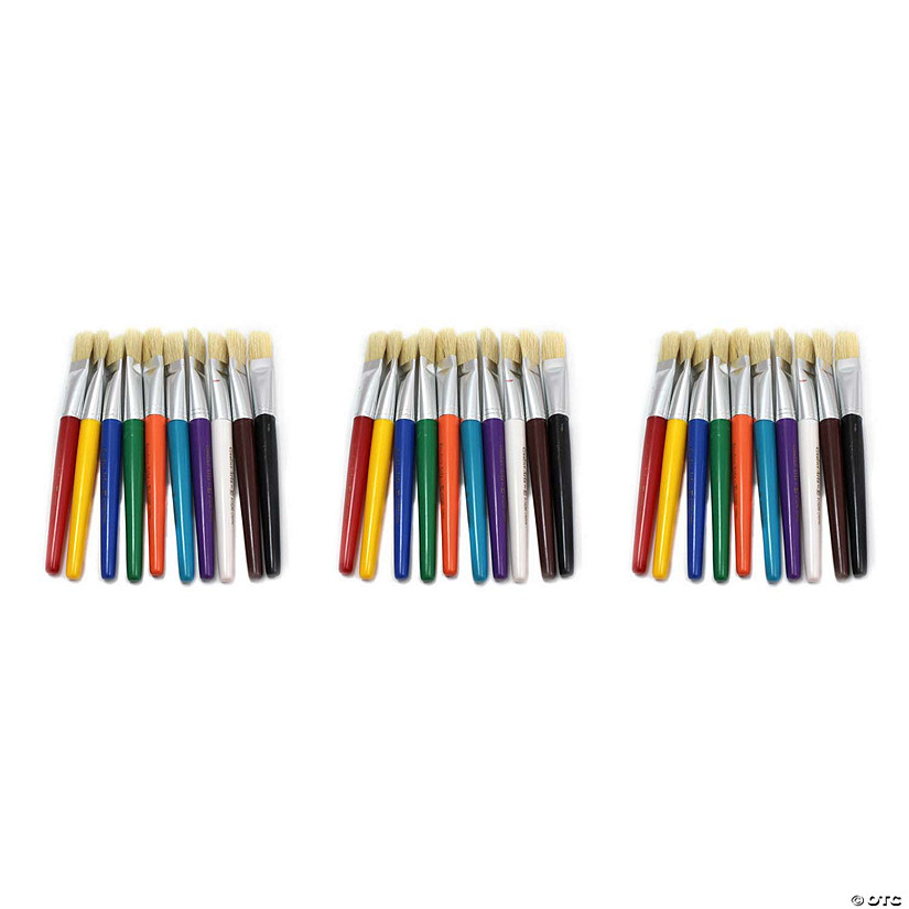 Charles Leonard Creative Arts Stubby Flat Brushes, Assorted Colors, 10 Per Pack, 3 Packs Image