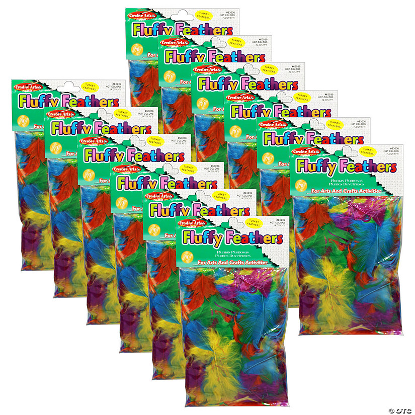 Charles Leonard Creative Arts Turkey Feathers, Hot Colors, 14 Grams Per Pack, 12 Packs Image