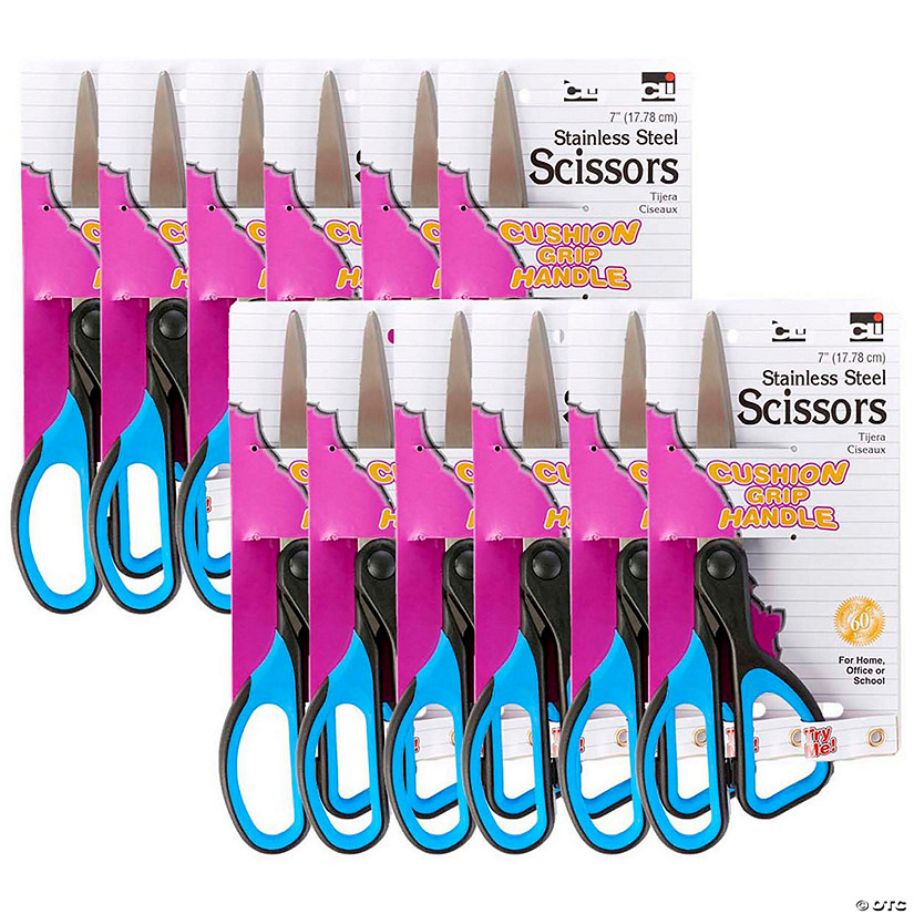 Charles Leonard Cushion Grip 7" Scissors, Straight, Pack of 12 Image