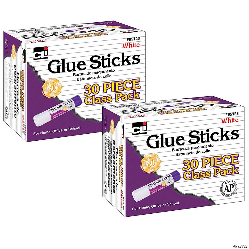 Charles Leonard Glue Stick Classpack, .28 oz., White, 30 Per Pack, 2 Packs Image
