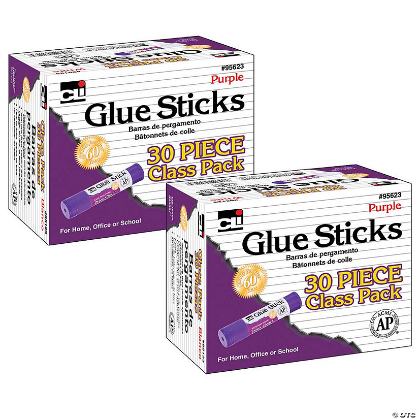 Charles Leonard Glue Sticks - AP Certified, Class Pack, Purple, 0.28 oz., 30 Per Pack, 2 Packs Image