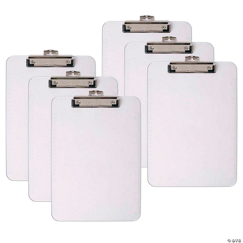 Charles Leonard Letter Size Plastic Clipboard, Clear, Pack of 6 Image