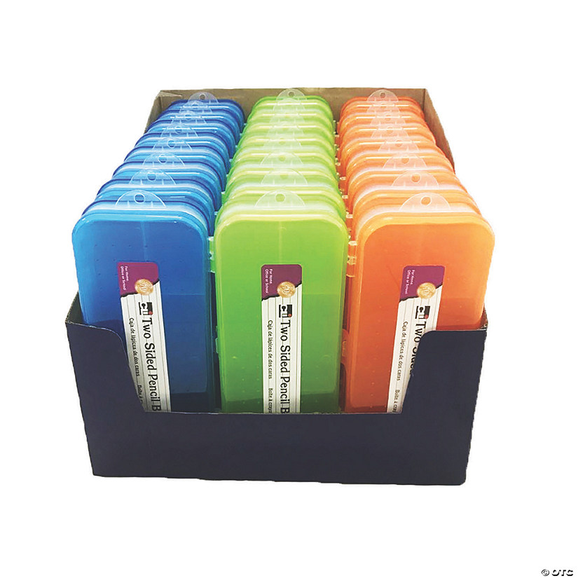 Charles Leonard Pencil Box, Double Sided, Assorted Colors, Pack of 24 Image