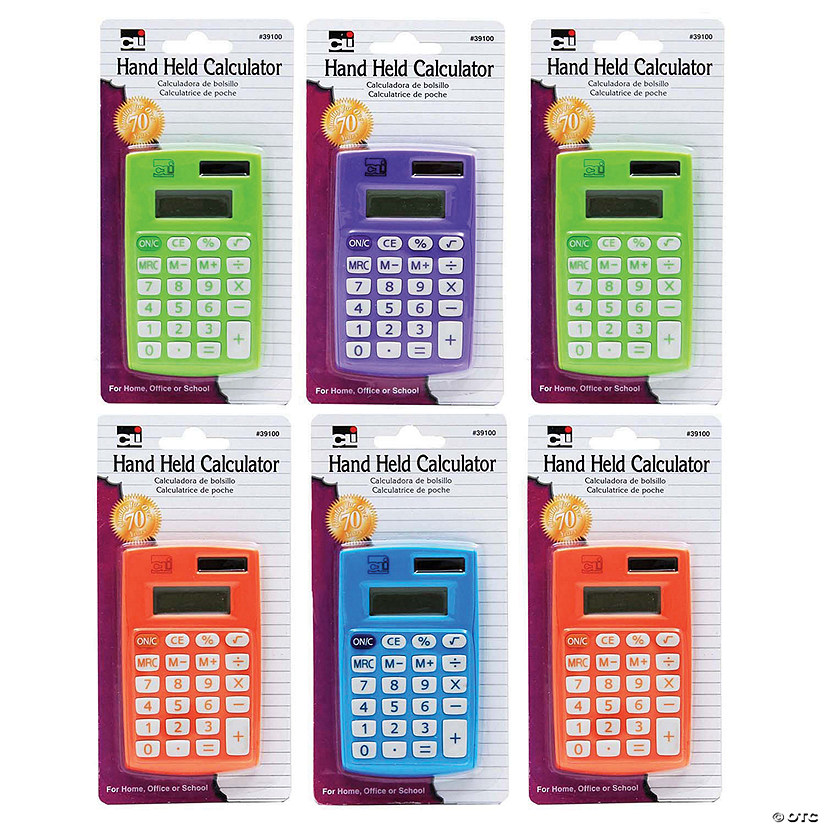 Charles Leonard Primary Calculator Single 8 Digit Display, Pack of 6 Image