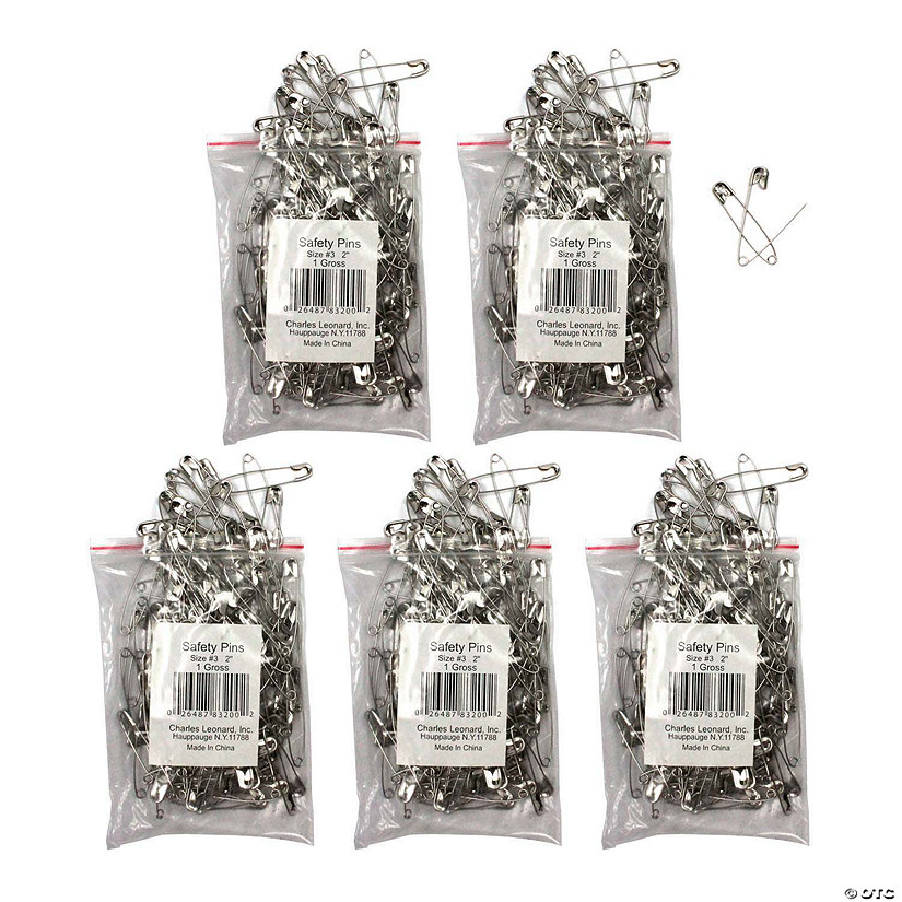 Charles Leonard Safety Pins 2", 144 Per Pack, 5 Packs Image