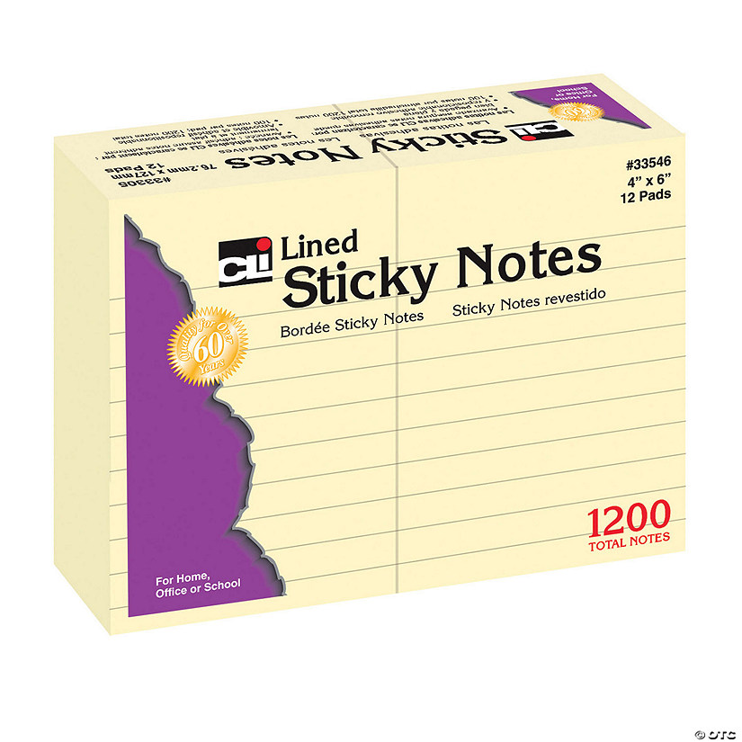 Charles Leonard Sticky Notes, 4" x 6" Lined, 12 Pads Image