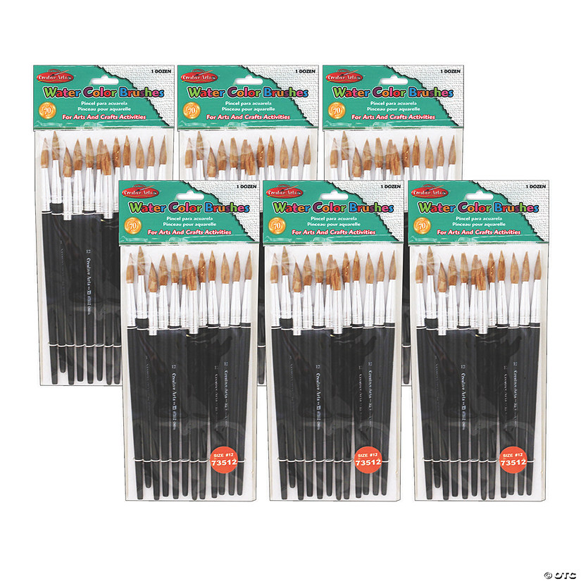 Charles Leonard&#174; Water Color Paint Brushes, # 12, Camel Hair, Black Handle, 72 count Image