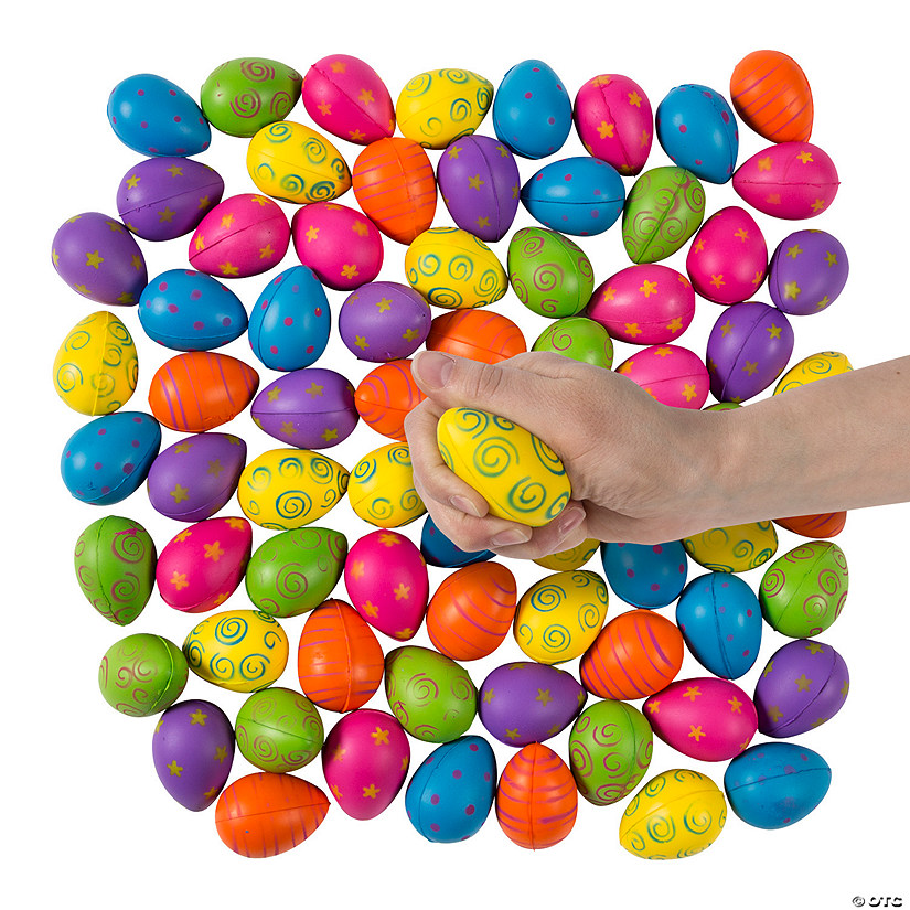 Charming Egg-Shaped Stress Balls - 72 Pc. for Easter Fun Image