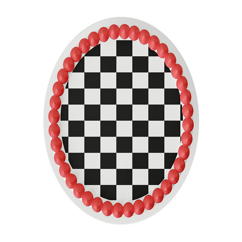Checkerboard 8" Round Edible Cake Topper Image