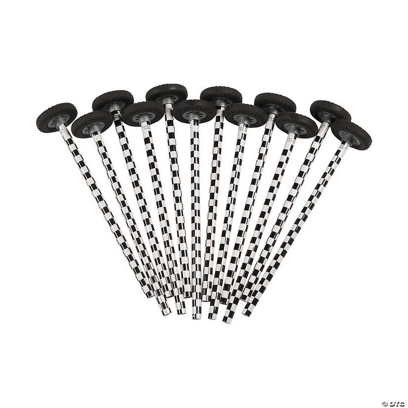 Checkered Pencils with Tire Topper - 12 Pc. Image