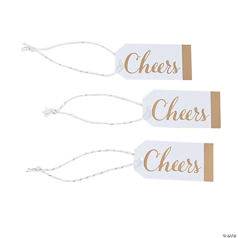 Cheers Gold & White Favor Tags - 24 Pc. Image