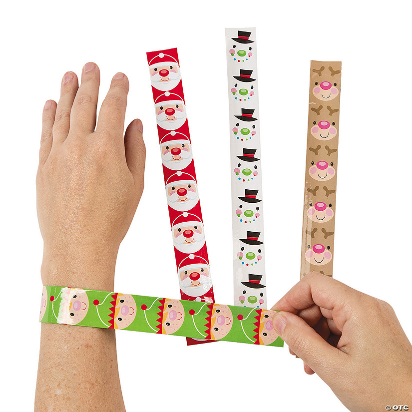 Cheery Christmas Slap Bracelets - 12 Pc. Image