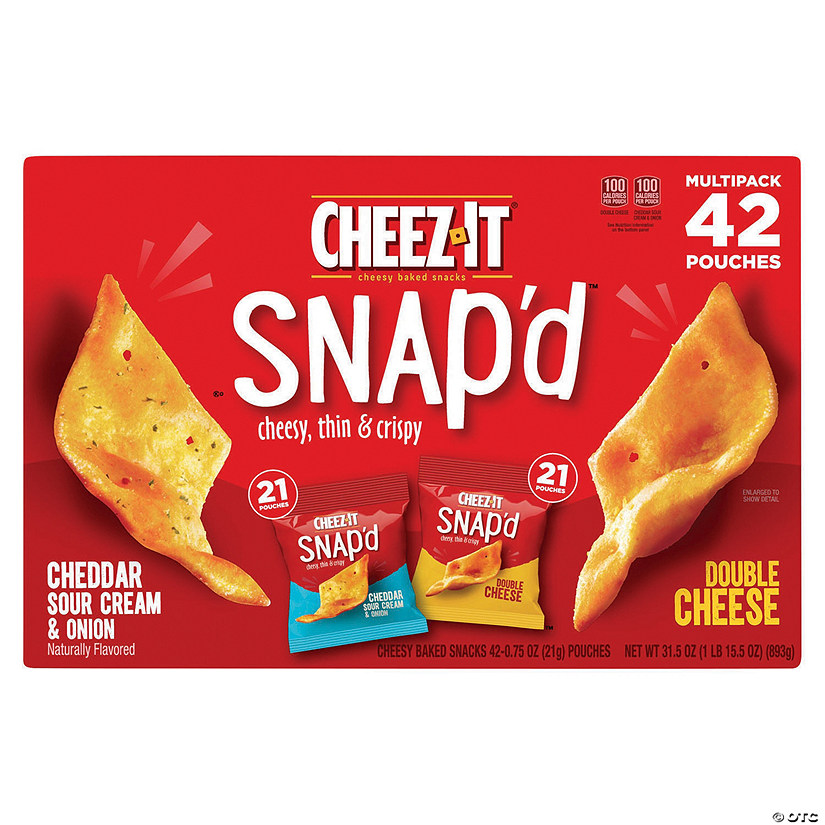 CHEEZ-IT Snap'd Cheesy Baked Snack Variety Pack, 0.75 oz, 42 Count Image