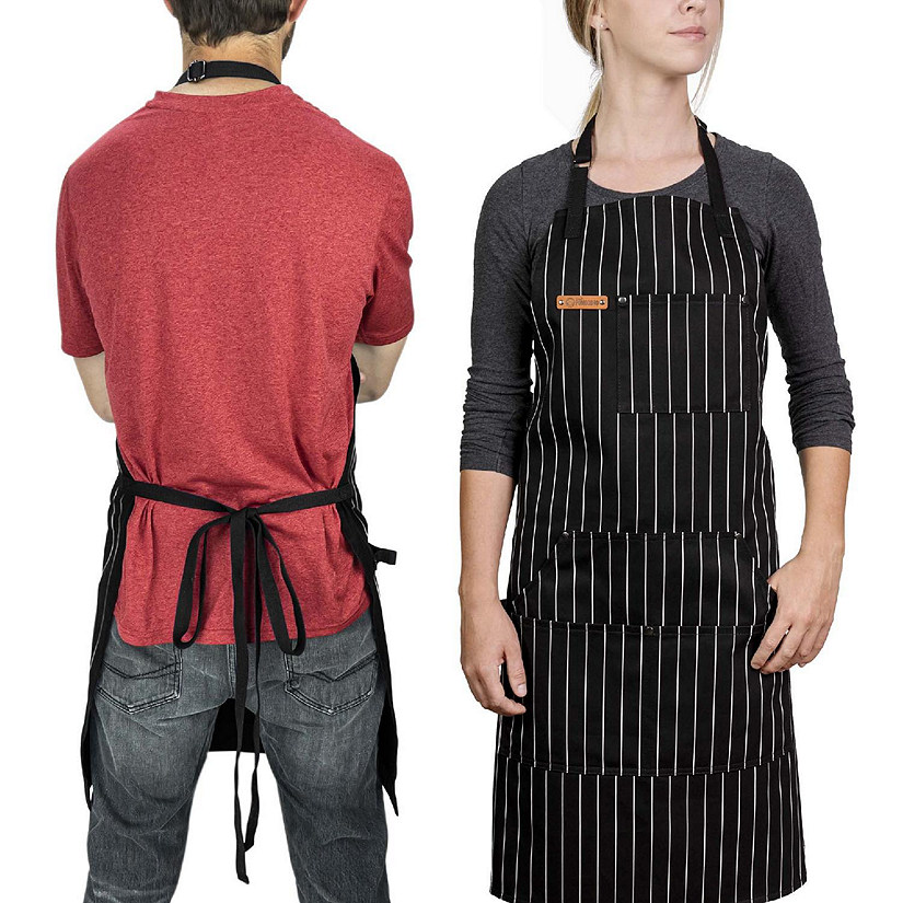 Chef Pomodoro - (Classic Striped) Kitchen Apron, Unisex Chef Apron, Adjustable Neck and Back Straps Image