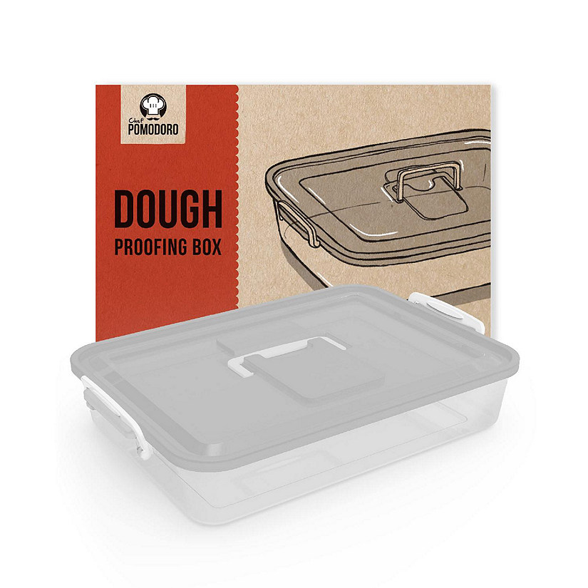 Chef Pomodoro Pizza Dough Proofing Box, 14 x 11-Inch Pizza Dough Container, Fits 4-6 Dough Balls, Household Pizza Dough Tray With Convenient Carry Handle (Grey) Image