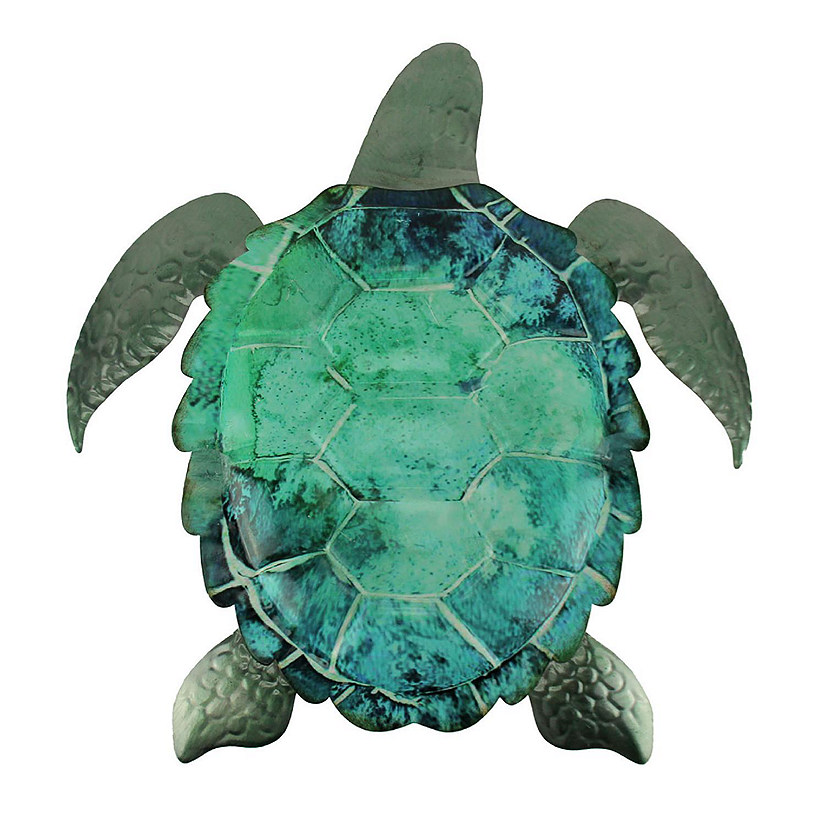 Chesapeake Bay  Green Ocean Metal Coastal Art Sea Turtle Wall Sculpture Image