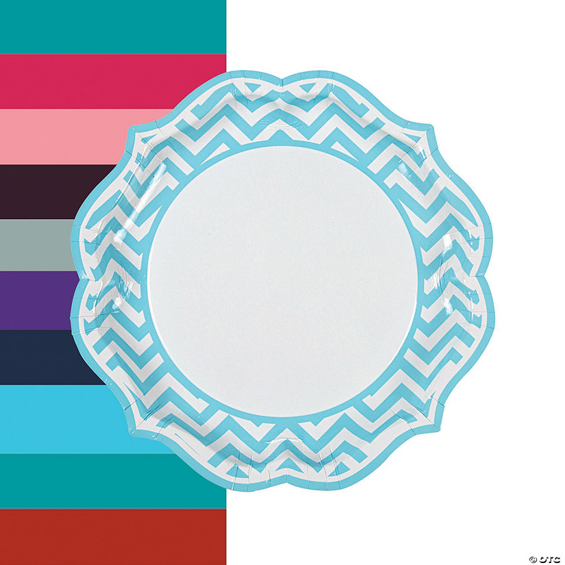 Chevron Scalloped Paper Dinner Plates 8 Ct. Oriental Trading