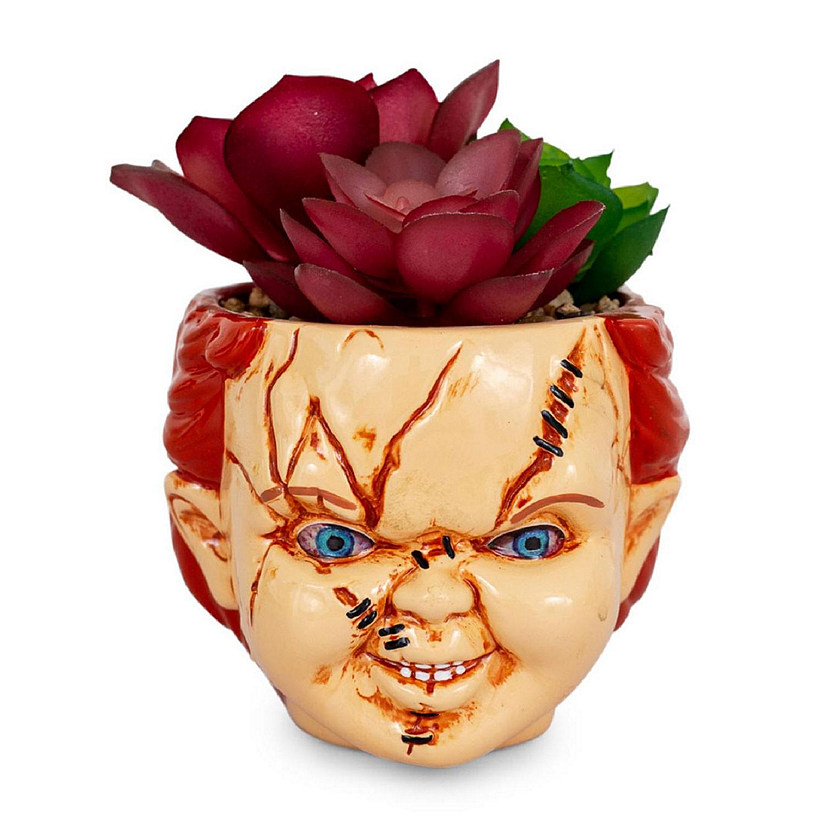 Child's Play Chucky 3-Inch Ceramic Mini Planter with Artificial Succulent Image