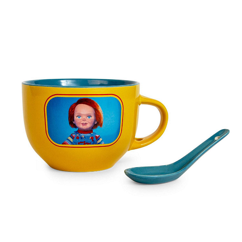 Child's Play Chucky "Good Guys" Ceramic Soup Mug With Spoon  Holds 24 Ounces Image