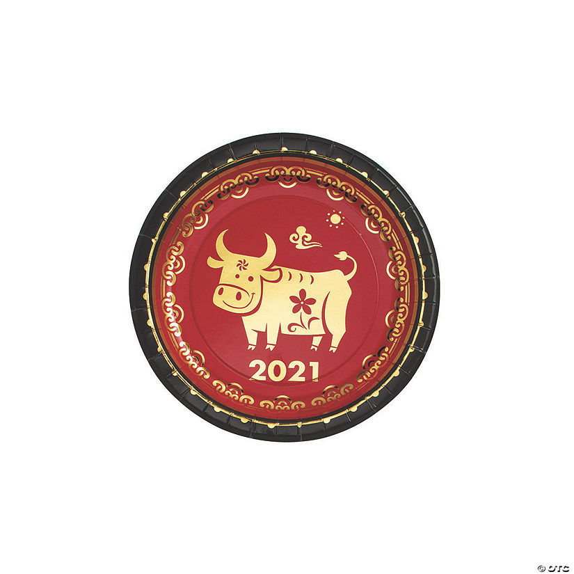Chinese New Year of the Ox Paper Dessert Plates - 8 Ct. Image