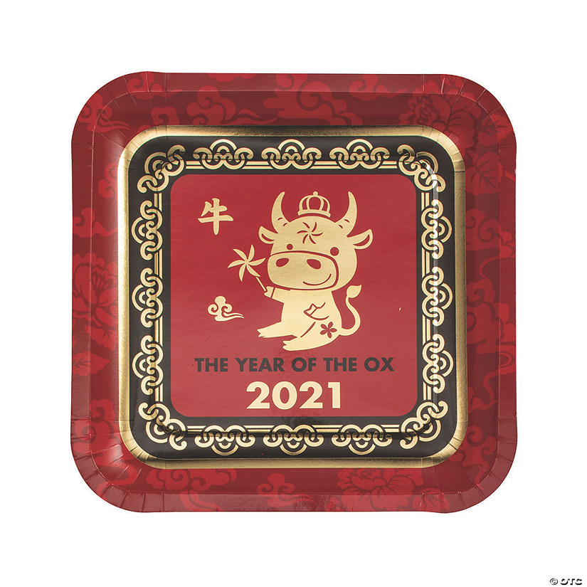 Chinese New Year of the Ox Paper Dinner Plates - 8 Ct. Image