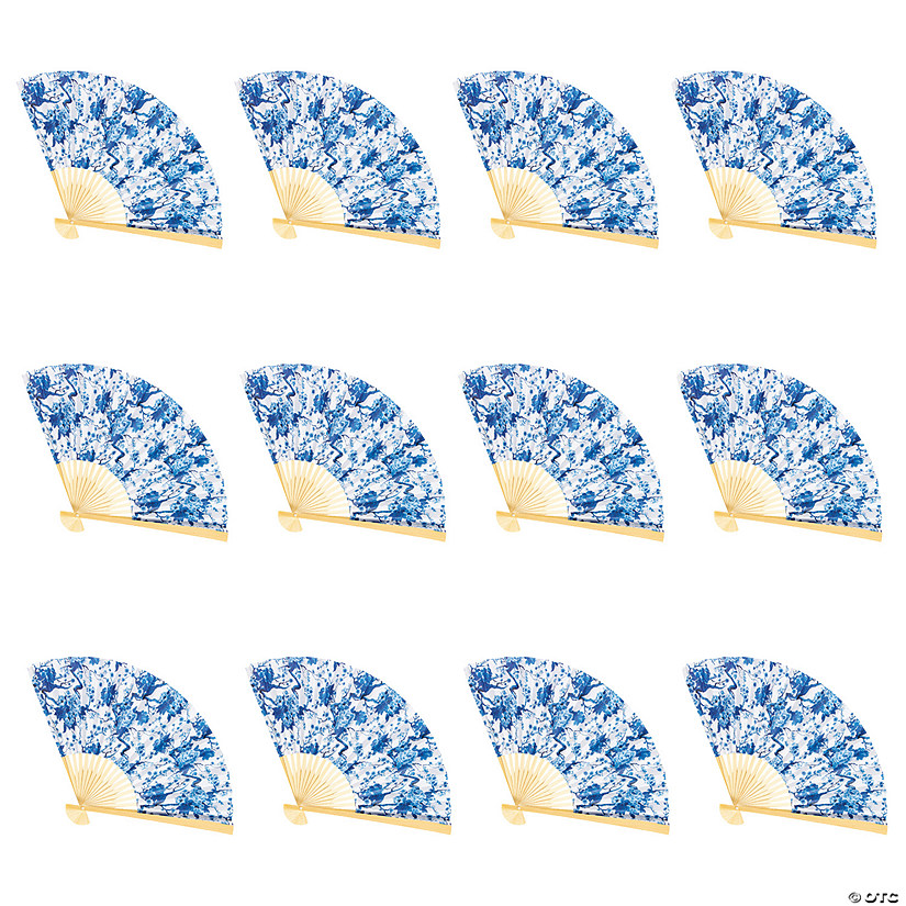 Chinoiserie Print Folding Hand Fans 12 Pc. Oriental Trading
