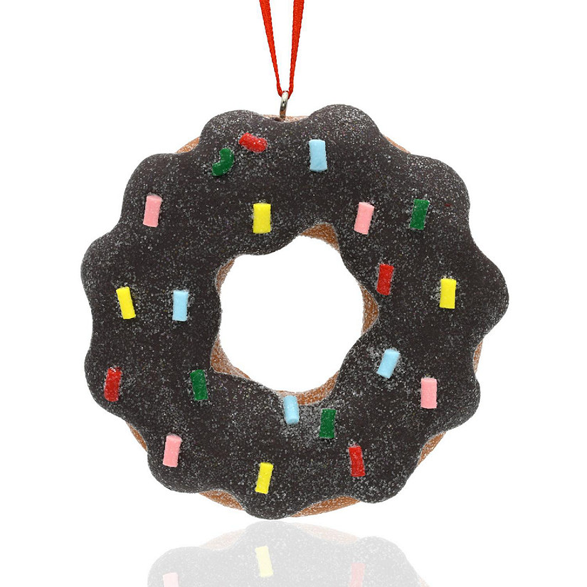 Chocolate Clay Donut Christmas Ornament Image