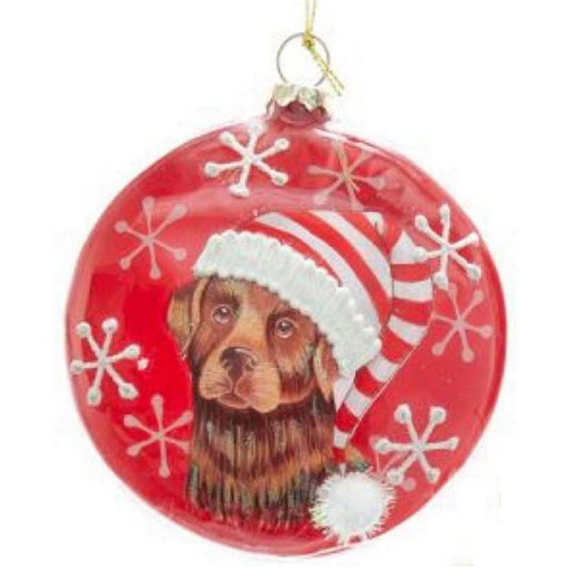 Chocolate Labrador Retriever Dog Lab Christmas Disc Ornament 4 inch New Image