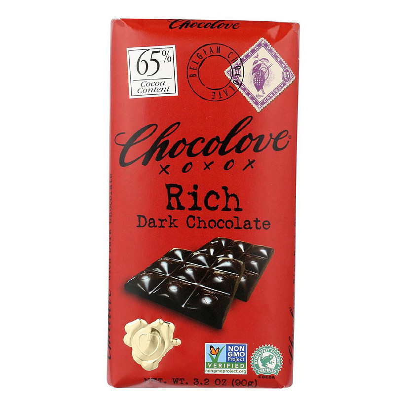 Chocolove Xoxox Premium Chocolate Bar Dark Chocolate Rich 3.2 oz Bars Pack of 12 Image
