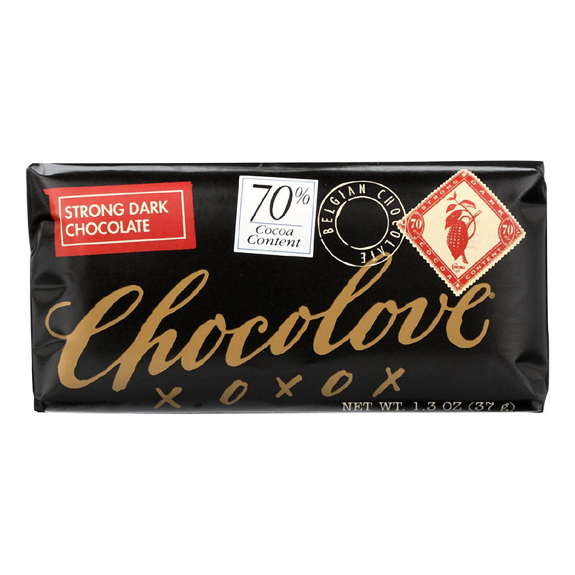 Chocolove Xoxox Premium Chocolate Bar Dark Chocolate Strong Mini 1.3 oz Bars Pack of 12 Image
