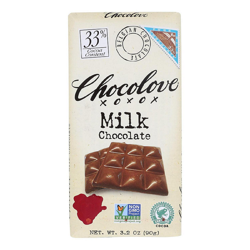 Chocolove Xoxox Premium Chocolate Bar Milk Chocolate Pure 3.2 oz Bars Pack of 12 Image