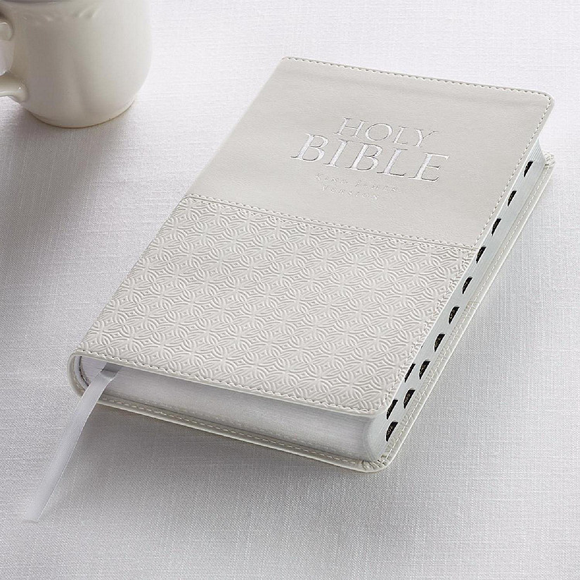 Christian Art Gifts  KJV Standard Size Gift Edition Bible - White Luxleather Indexed Image