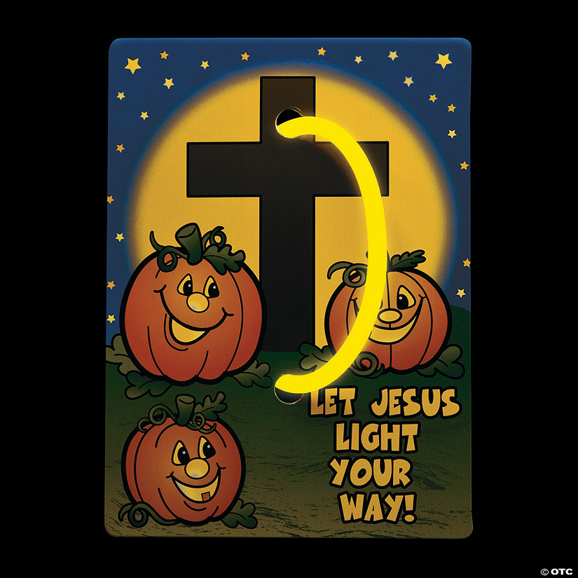 Christian Pumpkin Glow Bracelets with Card - 12 Pc. Image