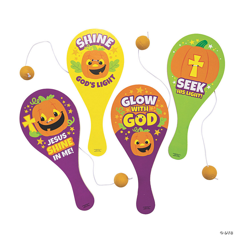 Christian Pumpkin Paddleball Games - 12 Pc. Image