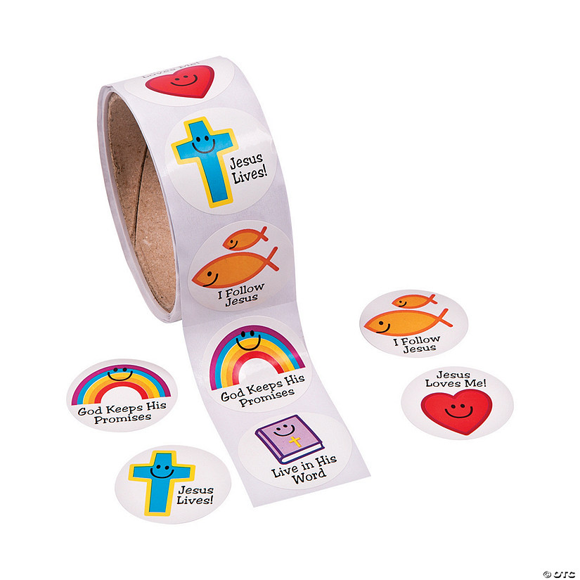Christian Symbols Smile Face Sticker Roll - 100 Pc. Image