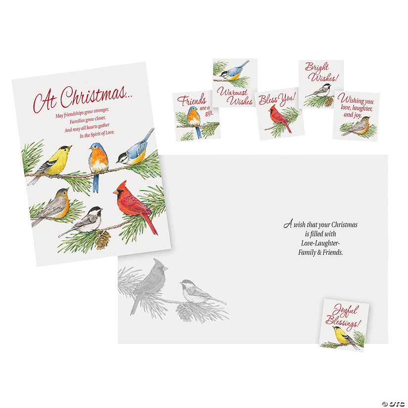 Christmas Birds Greeting Cards with Magnet - 18 Pc. Image