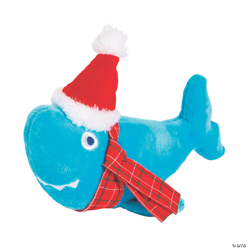 Christmas Blue Stuffed Santa Sharks - 12 Pc. Image