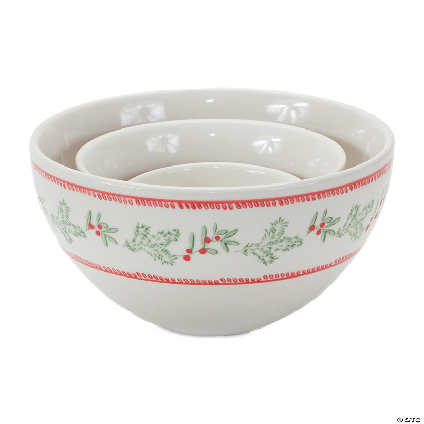 Christmas Bowl (Set Of 3) 3.5"D X 2"H, 5"D X 2.75"H, 6.75"D X 3.75"H Stoneware (Dishwasher And Microwave Safe) Image