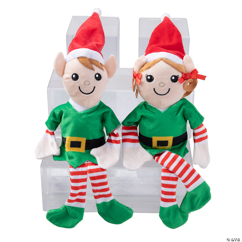 Christmas Brown Haired Stuffed Elves - 12 Pc. Image