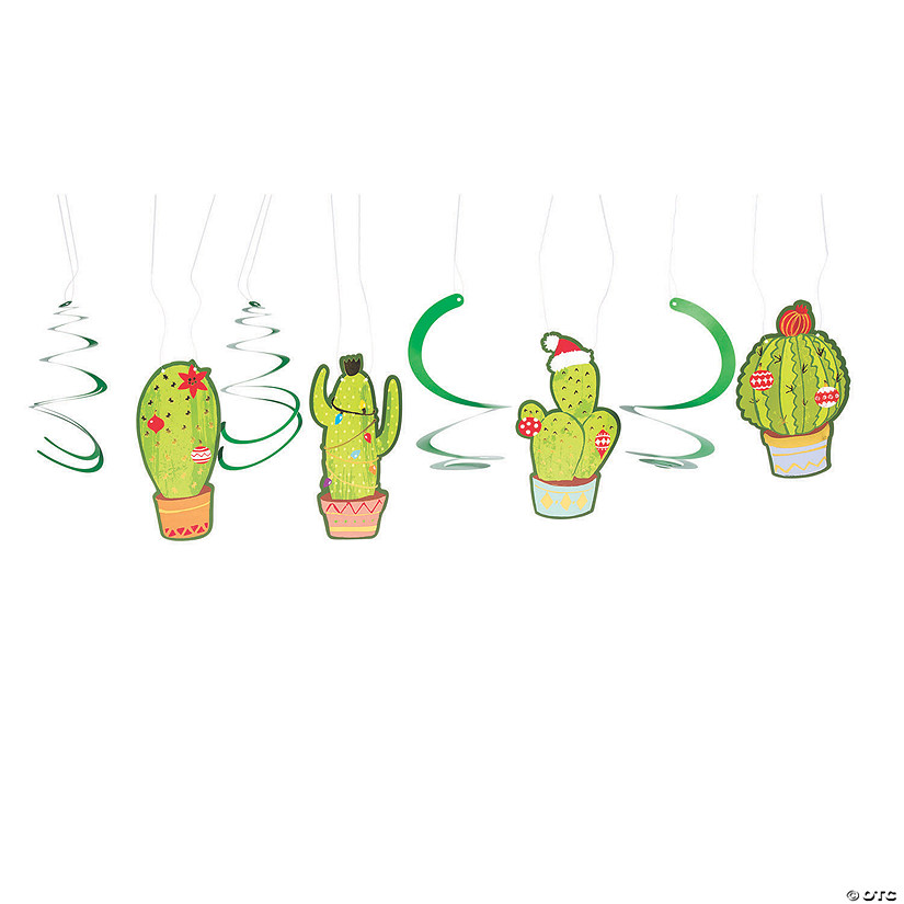 Christmas Cactus Hanging Swirl Decorations - 12 Pc. Image