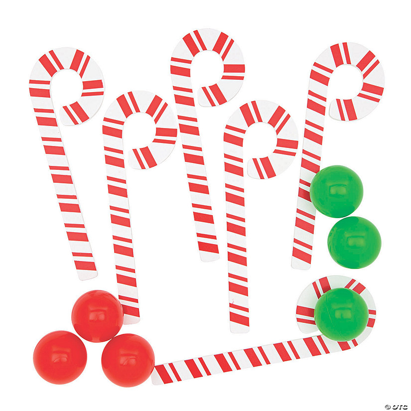 Christmas Candy Cane Spoon & Ball Relay Game for 6 Image