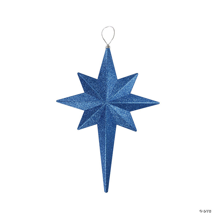 Christmas Central 20" Blue and Silver Glittered Bethlehem Star Shatterproof Christmas Ornament Image