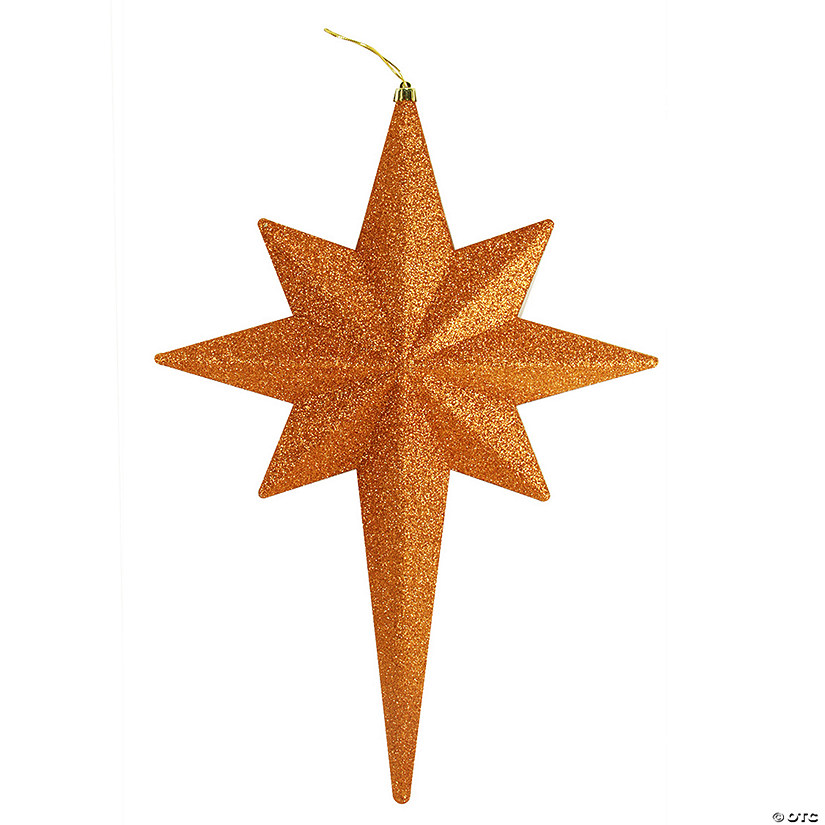 Christmas Central 20" Burnt Orange Glittered Bethlehem Star Shatterproof Christmas Ornament Image