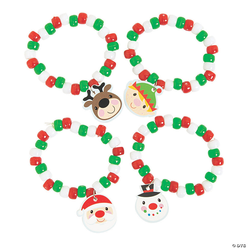 Christmas Character Charm Beaded Bracelet Craft Kit - Makes 12 Image