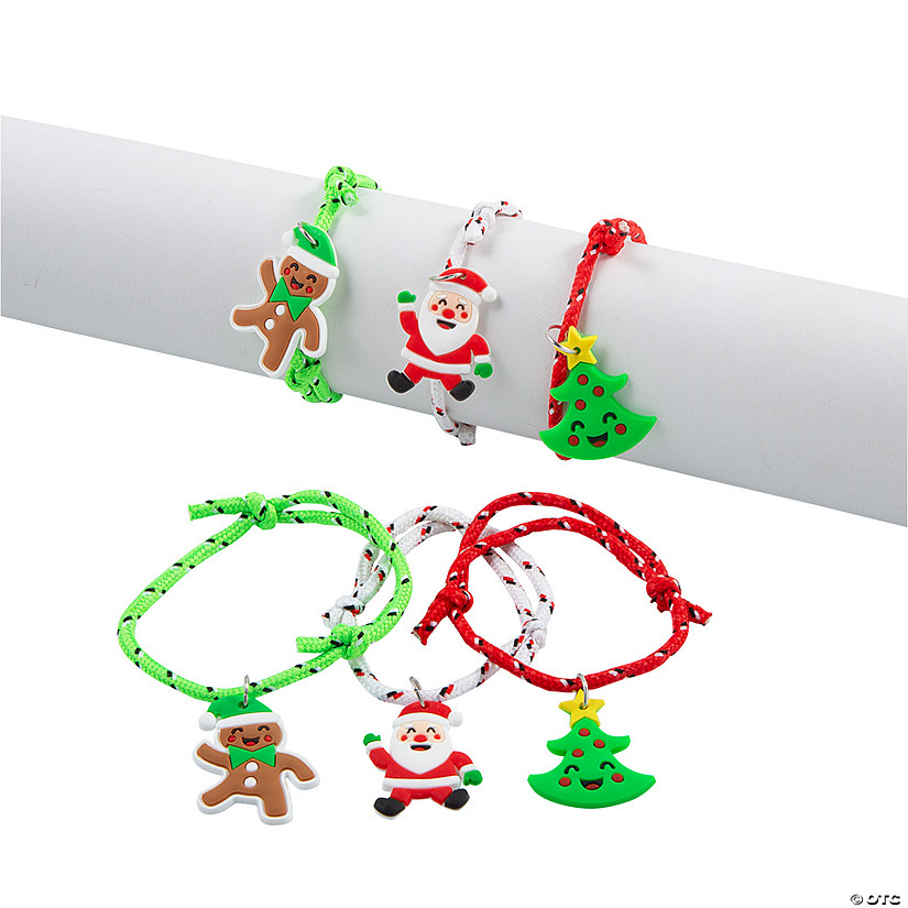 Christmas Character Friendship Rope Bracelets with Charm - 24 Pc. Image